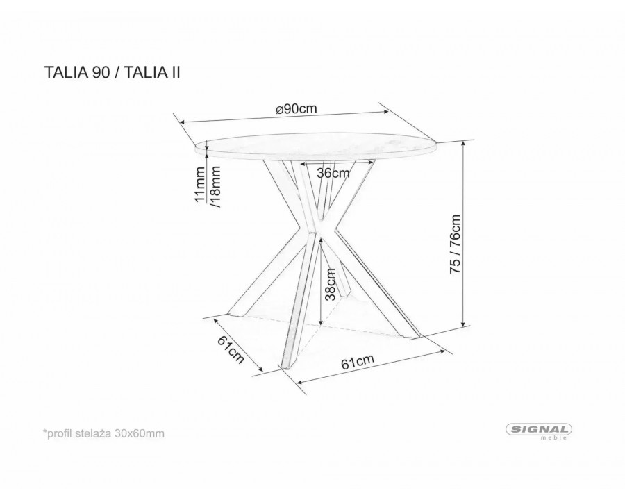 Стіл обідній кухонний Talia ø90 см Кераміка Беж / Кашемір каркас