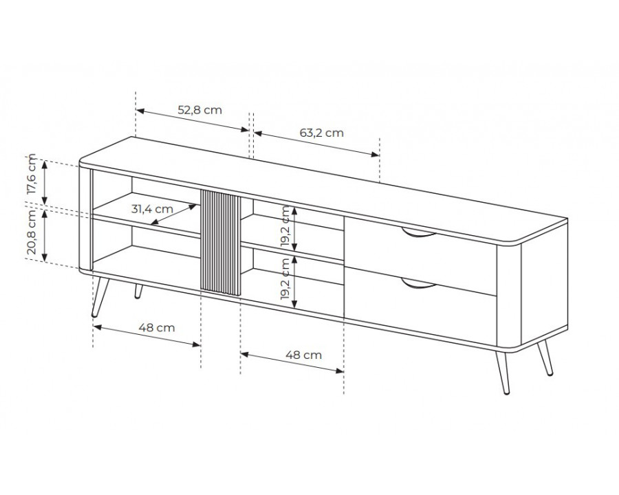 Тумба під ТВ Веріс / Veris 2D2S/195 2-дверна з 2 шухлядами Дуб дунін/чорний