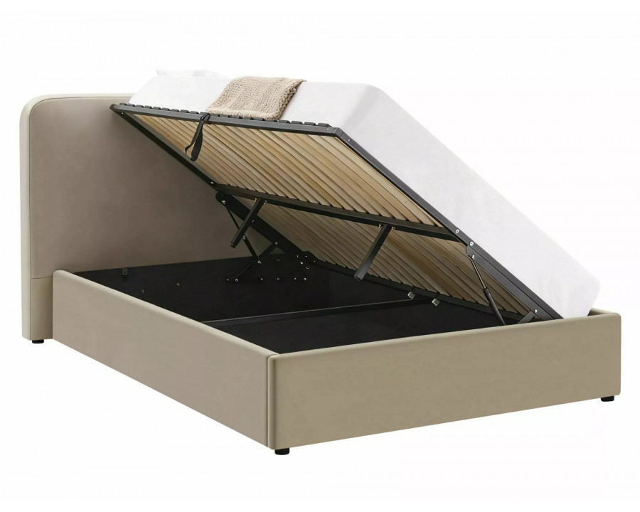 Ліжко двоспальне м'яке Lumia Velvet 160×200 Темно-бежева велюр Bluvel