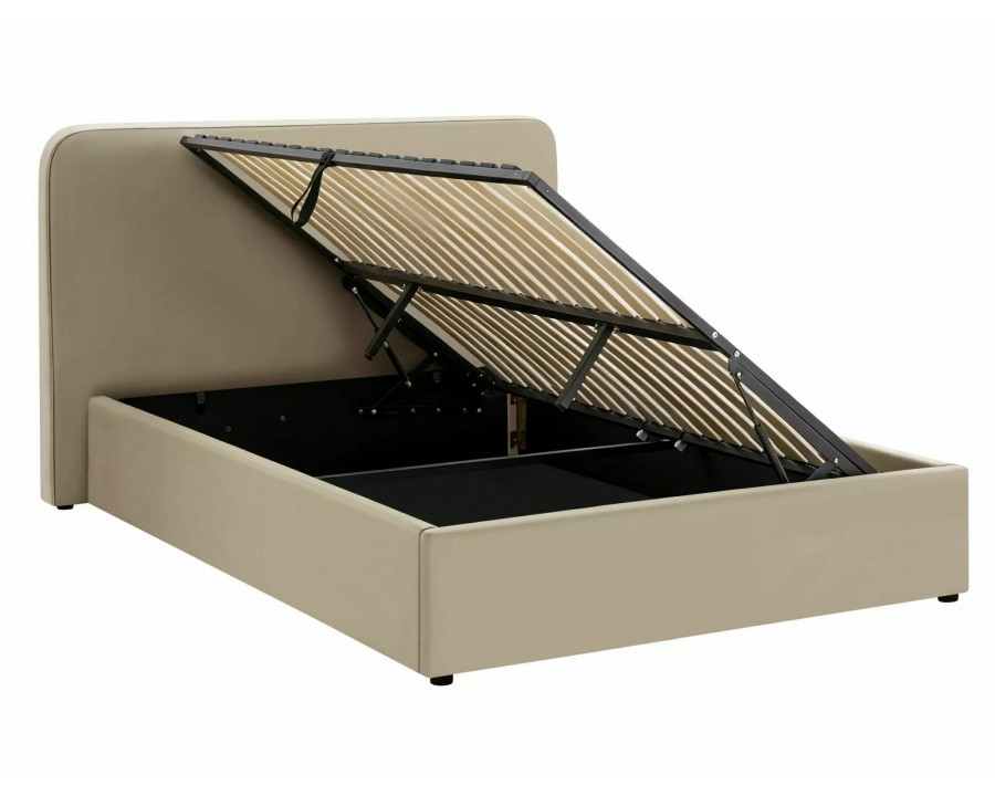 Ліжко двоспальне м'яке Lumia Velvet 160×200 Темно-бежева велюр Bluvel