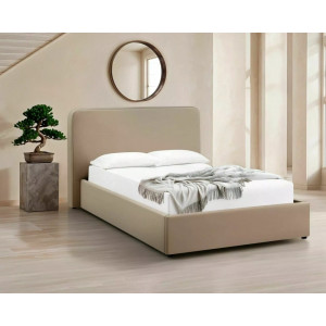 Ліжко двоспальне м'яке Lumia Velvet 160×200 Темно-бежева велюр Bluvel