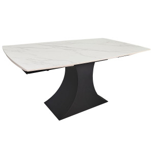 Стіл обідній розкладний GILBERT CERAMIC 160(240)*90 білий мат/чорний