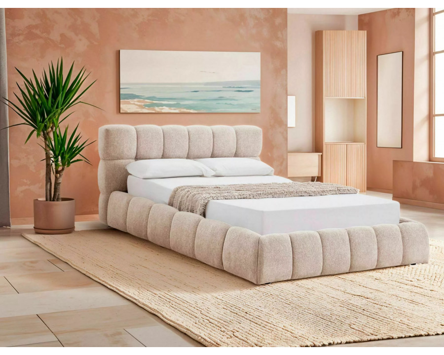 Ліжко полуторне м'яке Parma Raven 140×200 Бежева тканина