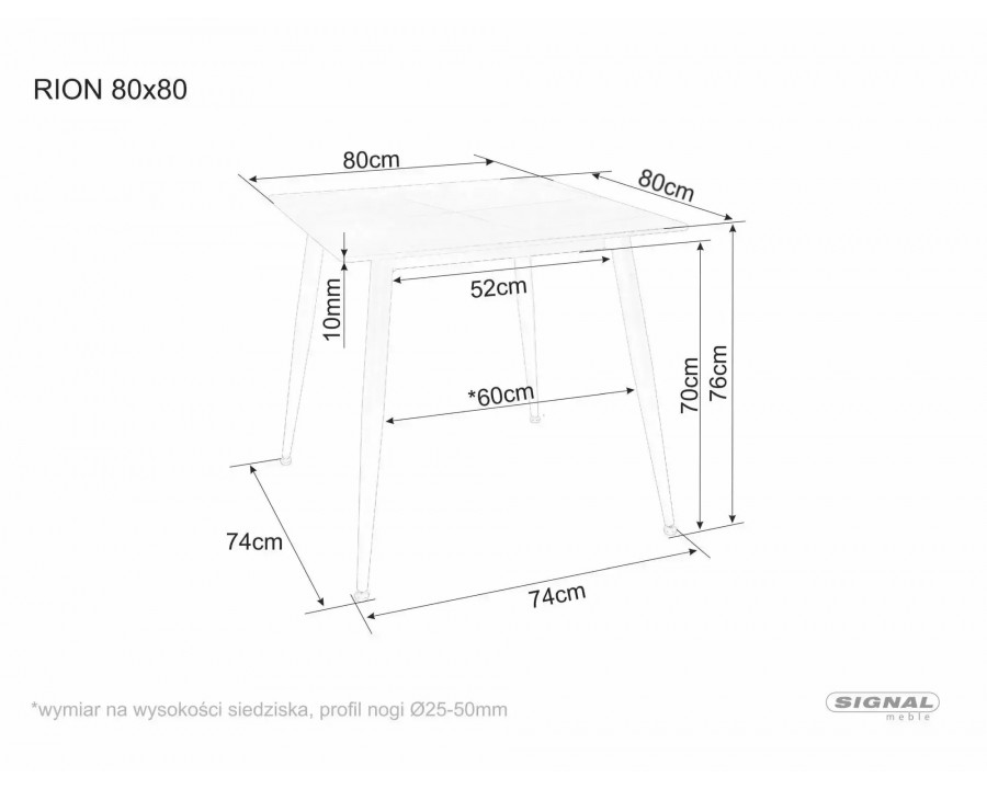 Стіл обідній кухонний Rion 80×80 см Кераміка Беж / Кашемір каркас