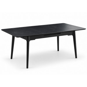 Стіл обідній розкладний BERLIN CERAMIC 111(140)*75 чорний мат / чорний каркас