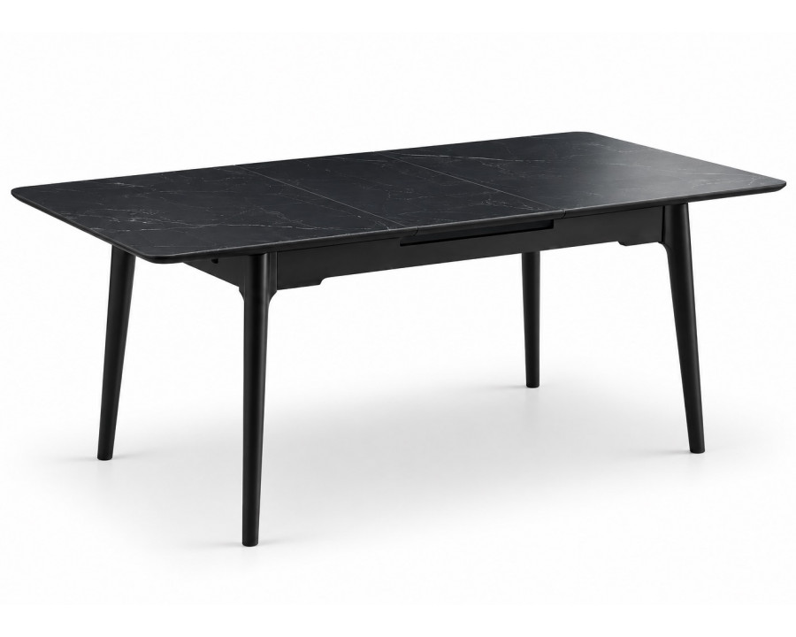 Стіл обідній розкладний BERLIN CERAMIC 111(140)*75 чорний мат / чорний каркас