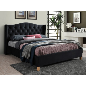 Ліжко двуспальне ASPEN VELVET 160x200 колір чорний/дуб Черный