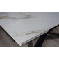 Стіл Аспен обідній розкладний керамічний, 180/260x90x75 см, Білий глянець чорні ноги