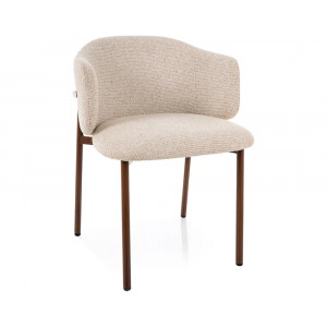 Стілець кухонний обідній м'який Osaka D Світло-бежева тканина / Горіх каркас