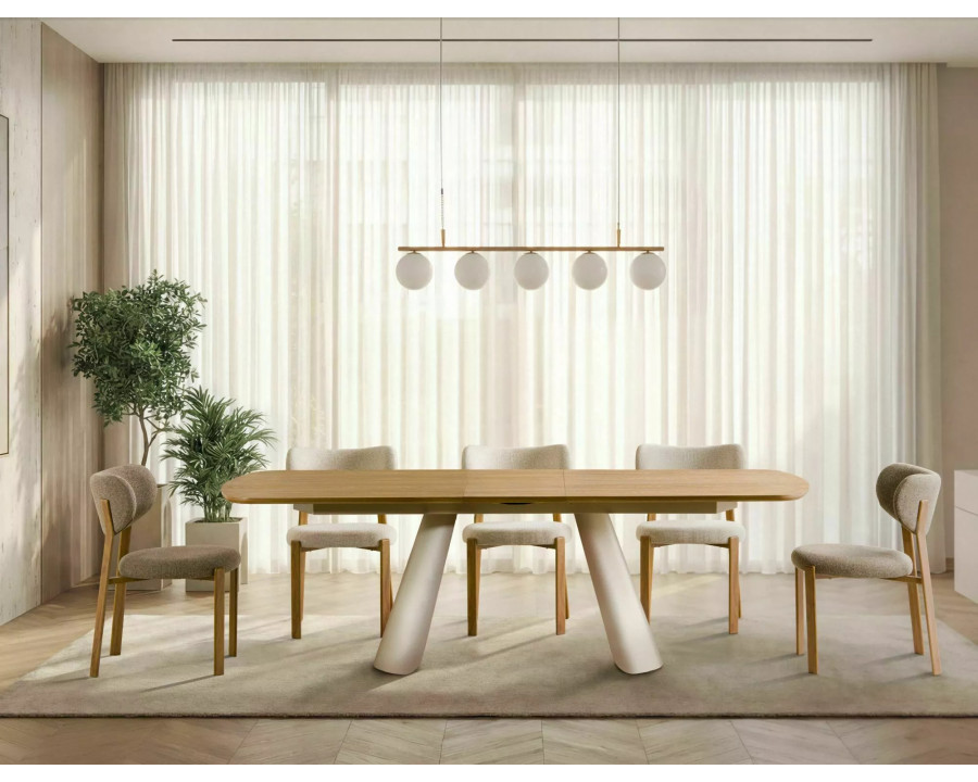 Стіл обідній кухонний розкладний Canon (200–240)×100 см Дуб / Кашемір каркас