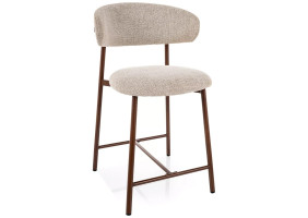 Напівбарний стілець кухонний Elton H-2 Noelle Бежева тканина / Горіх каркас