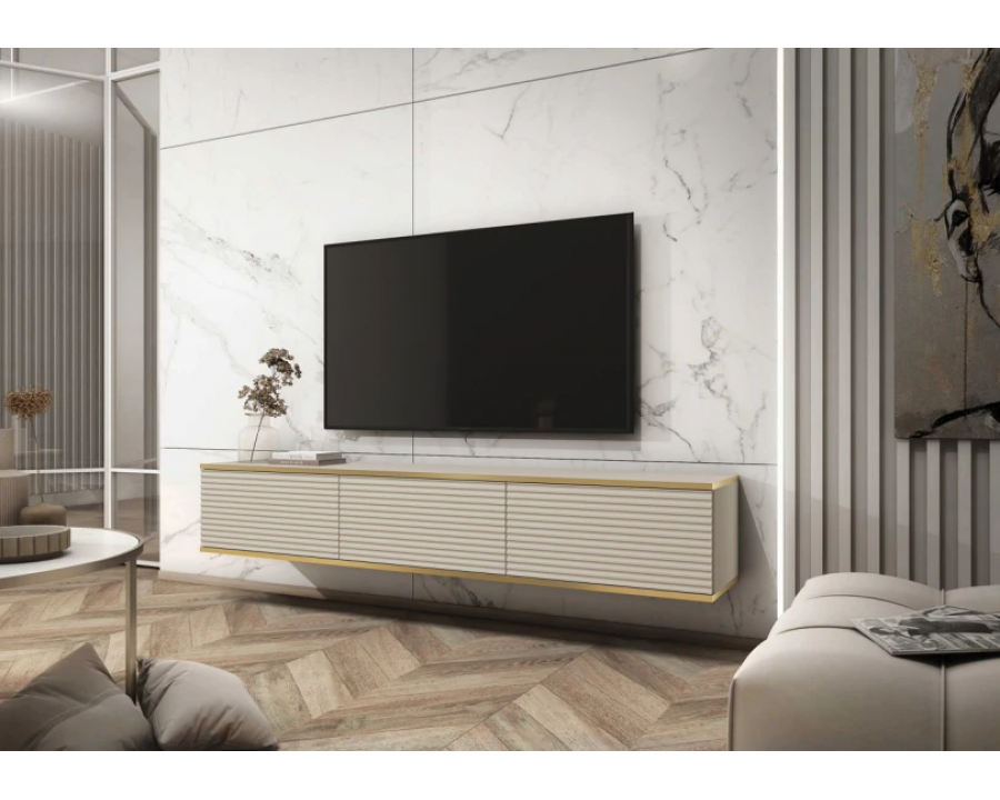 Тумба під телевізор навісна Оро / Oro 3-дверна RTV175 MDF Бежевий Ш175xВ30 см.