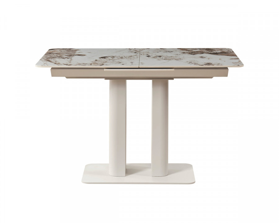 Стіл обідній розкладний ROTTERDAM CERAMIC 120(160)*75 білий глянець / кашемір