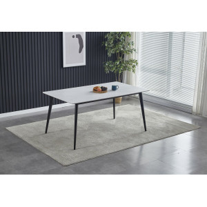 Стіл обідній SABA CERAMIC 130*70 білий глянець / чорний каркас