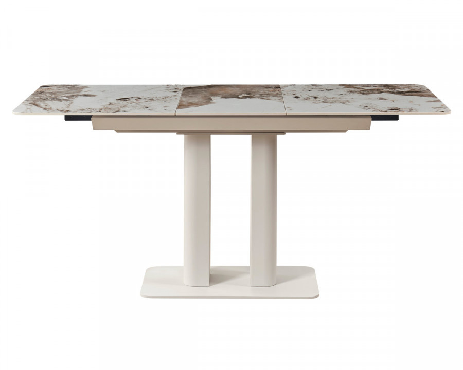 Стіл обідній розкладний ROTTERDAM CERAMIC 120(160)*75 білий глянець / кашемір