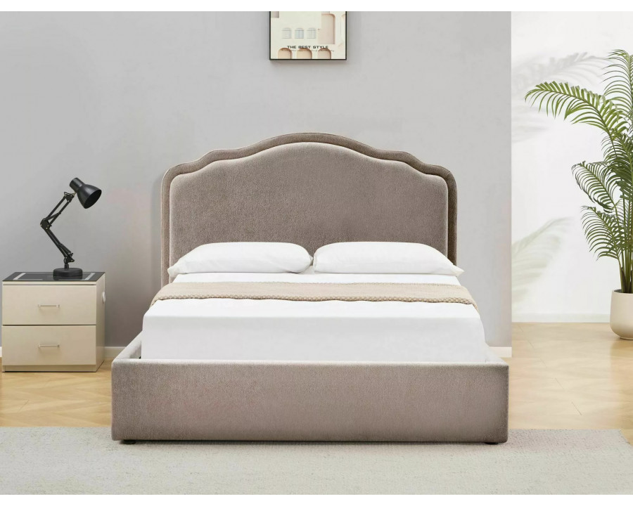 Ліжко двоспальне м'яке Florencja Raven 160×200 Темно-бежева тканина