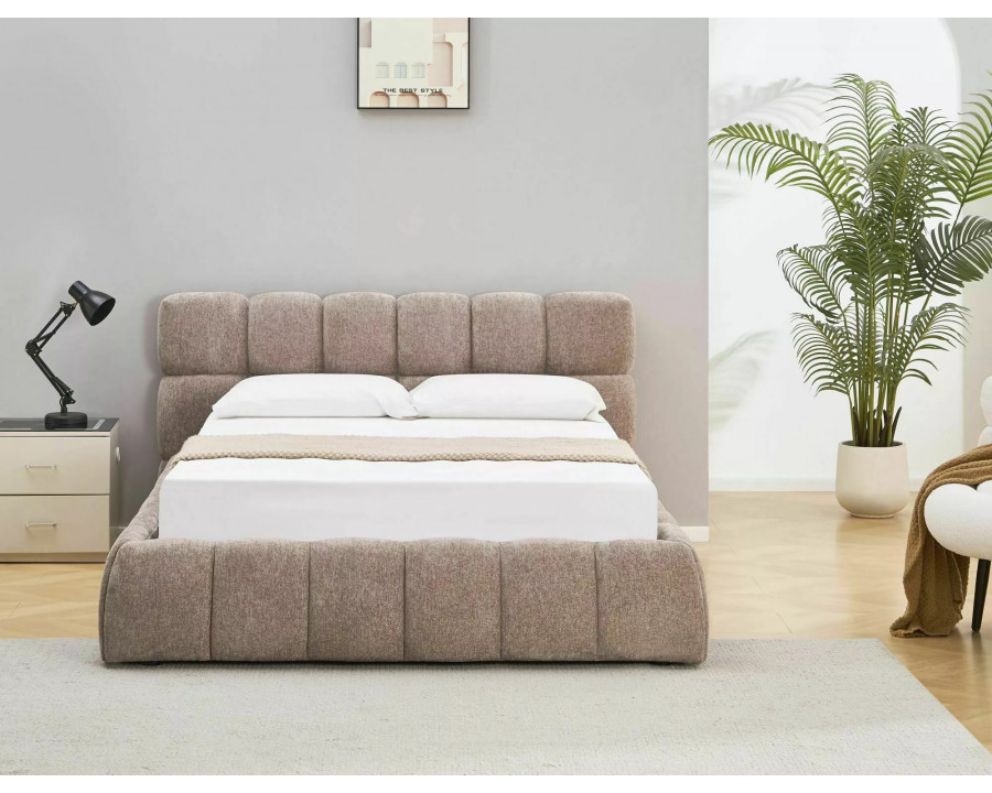 Ліжко полуторне м'яке Parma Raven 140×200 Темно-бежева тканина