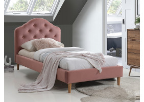 Ліжко односпальне CHLOE VELVET 90X200 антична троянда/дуб BLUVEL 52