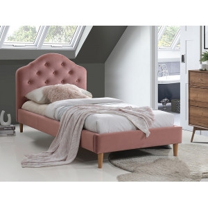 Ліжко односпальне CHLOE VELVET 90X200 антична троянда/дуб BLUVEL 52