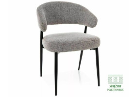 Стілець кухонний обідній м'який Lucio Noelle Сіра тканина / Чорний каркас