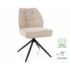 Стілець кухонний обідній м'який John Raven Бежева тканина / Чорний каркас