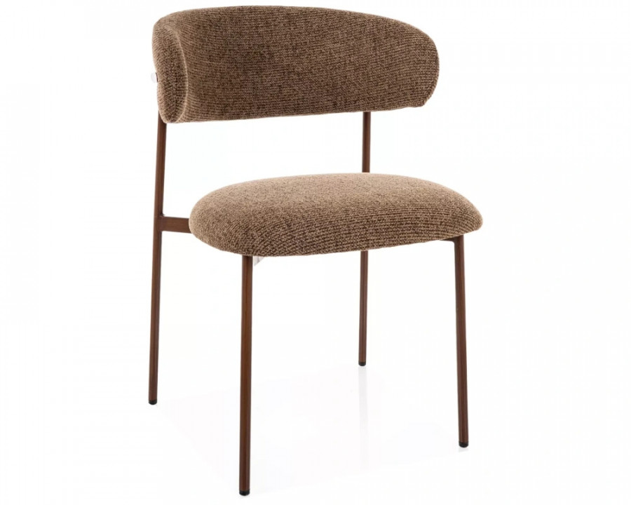 Стілець кухонний обідній м'який Elton D Капучіно тканина Noelle / Горіх каркас