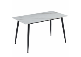 Стіл обідній SABA CERAMIC 130*70 білий глянець / чорний каркас