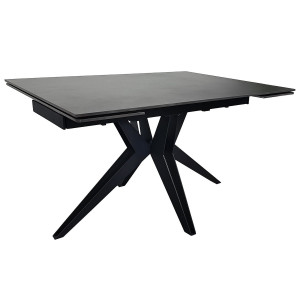 Стіл обідній розкладний VINCENT CERAMIC 140(200)*90 графіт мат/чорний