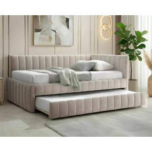 Ліжко односпальне м'яке Alfie Raven 120×200 Бежева тканина