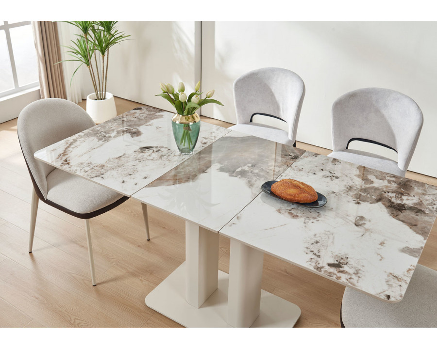 Стіл обідній розкладний ROTTERDAM CERAMIC 120(160)*75 білий глянець / кашемір