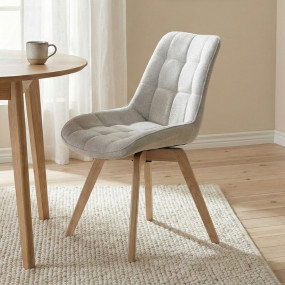 Стілець LENY каркас дерево / Беж тканина оберт 180°