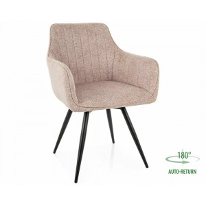 Стілець кухонний обідній м'який Ballo Leo Бежева тканина / Чорний каркас