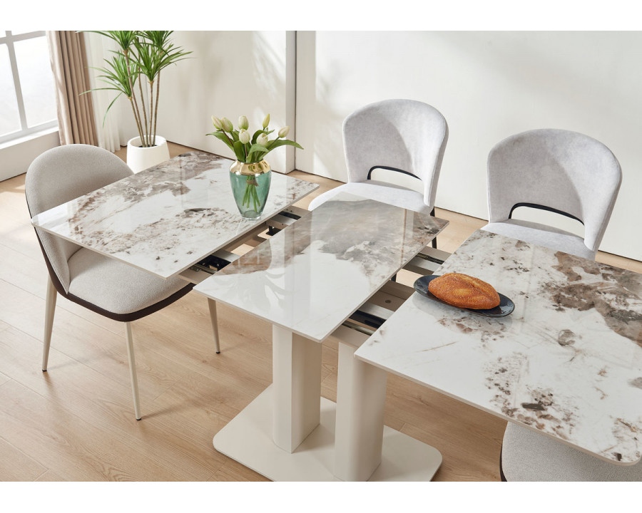 Стіл обідній розкладний ROTTERDAM CERAMIC 120(160)*75 білий глянець / кашемір