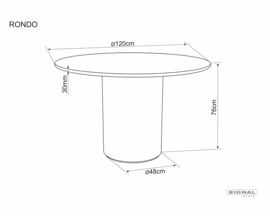 Стіл обідній кухонний Rondo Ceramic ø120 см МДФ + кераміка Білий / Дуб каркас