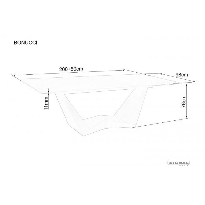 Стіл обідній розкладний BONUCCI CERAMIC 200(250)*98 чорний NERO GRECO/горіх BONUCCICO200