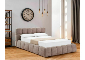 Ліжко полуторне м'яке Parma Raven 140×200 Темно-бежева тканина