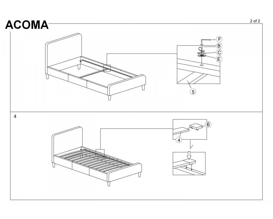 Односпальне ліжко Acoma 90X200 Сірий ACOMA90SZD