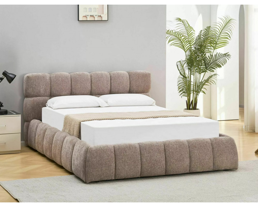 Ліжко полуторне м'яке Parma Raven 140×200 Темно-бежева тканина