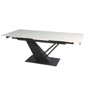 Стіл FERNANDO CERAMIC 140(200)*90 бежевий/чорний