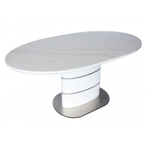 Стіл SANREMO CERAMIC білий ефект мармуру/білий глянець 140(180)X80