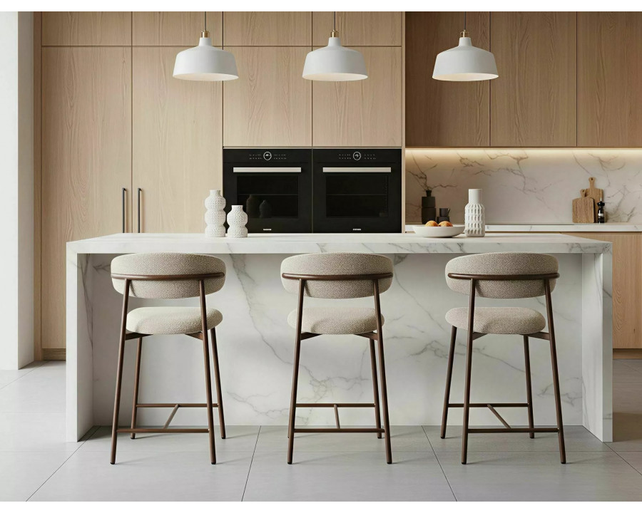 Напівбарний стілець кухонний Elton H-2 Noelle Бежева тканина / Горіх каркас