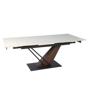 Стіл FERNANDO CERAMIC 140(200)*90 бежевий/темний горіх