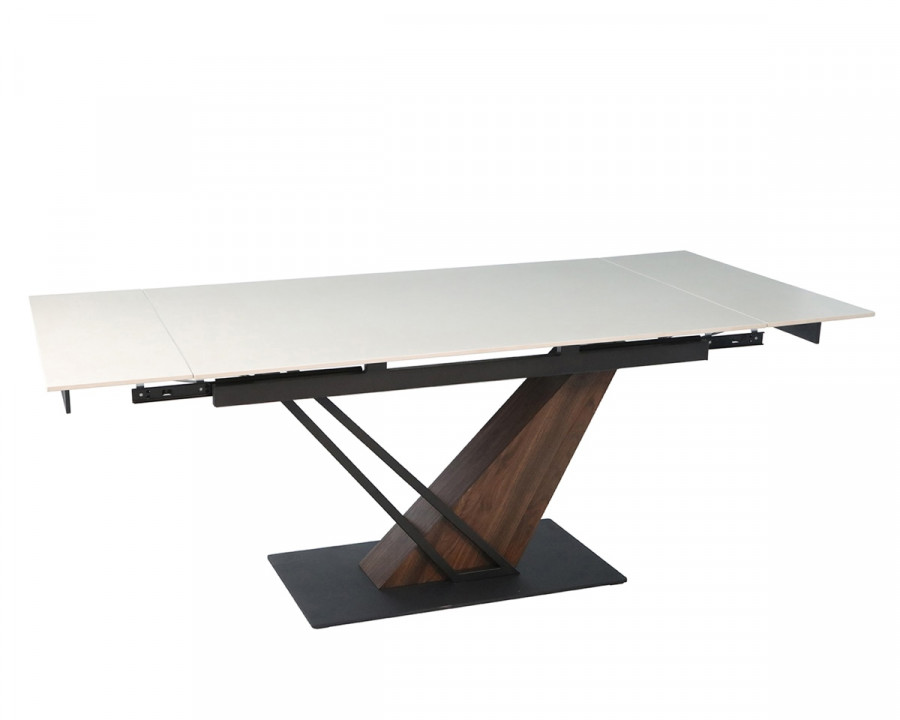 Стіл FERNANDO CERAMIC 140(200)*90 бежевий/темний горіх