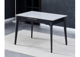 Стіл обідній розкладний BERLIN CERAMIC 111(140)*75 сірий глянець / чорний каркас